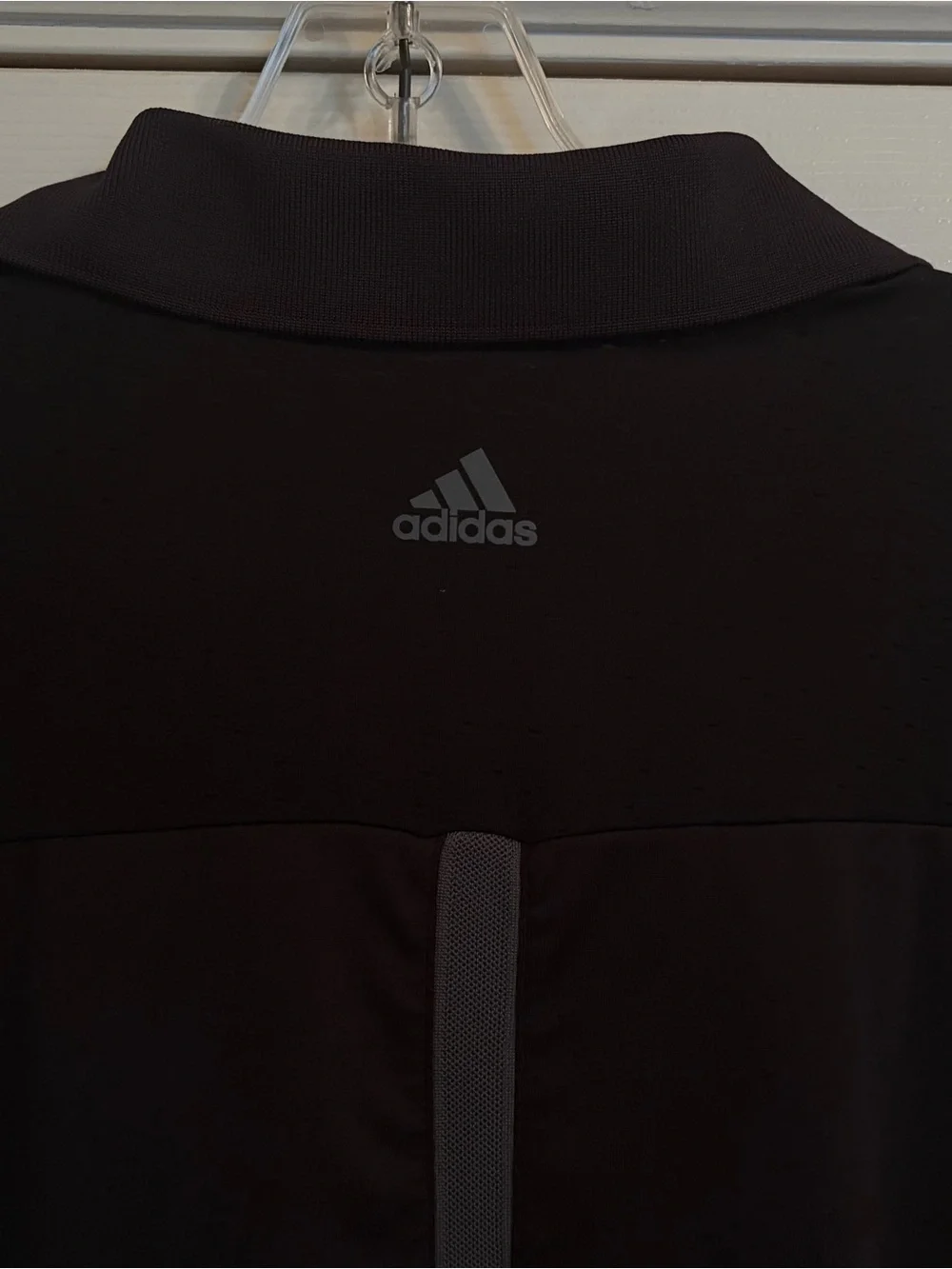 adidas Men's Black Polo with Subtle Gray Stripe